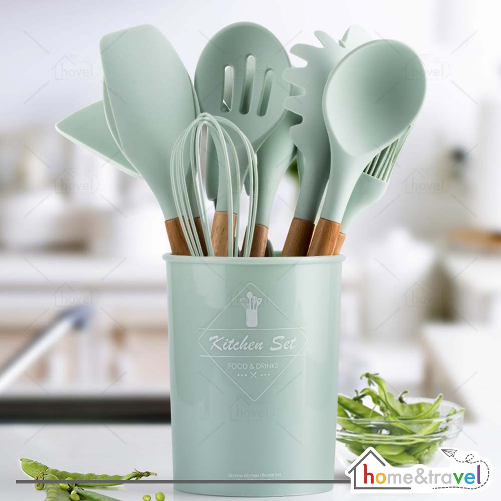 HOVELSHOP Spatula Silicon Utensil Set Sodet Alat Masak Tahan Panas Anti Leleh 12 Pcs