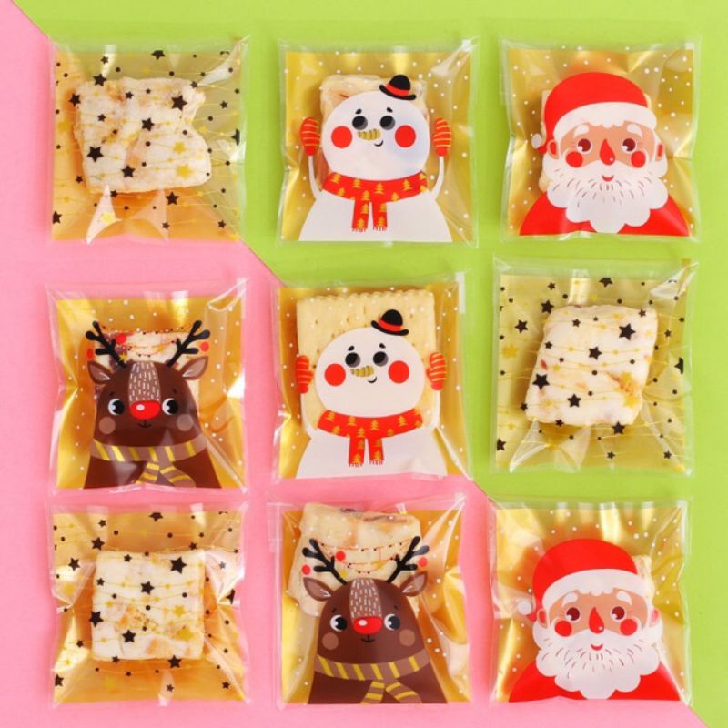 

100pcs Plastik Opp Natal Plastik Packaging Cookies candy 7x7 cm