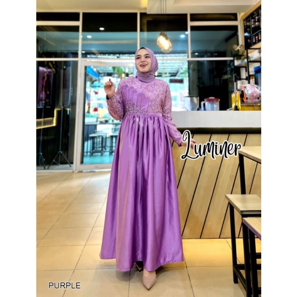 LUMINER Gaun pesta muslimah