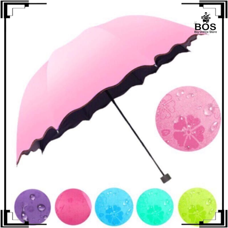 BOS PAYUNG MAGIC 3D LIPAT / UMBRELLA PORTABLE / PAYUNG HUJAN ANTI SINAR MATAHARI UV / PAYUNG LIPAT 3D MOTIF