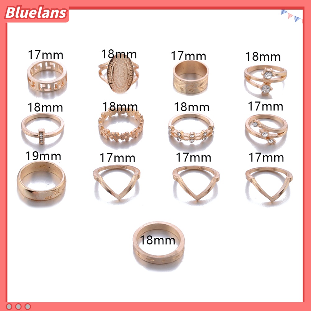 13pcs / Set Cincin Knuckle Midi Tumpuk Desain Bunga Virgin Mary Aksen Berlian Imitasi Untuk Wanita
