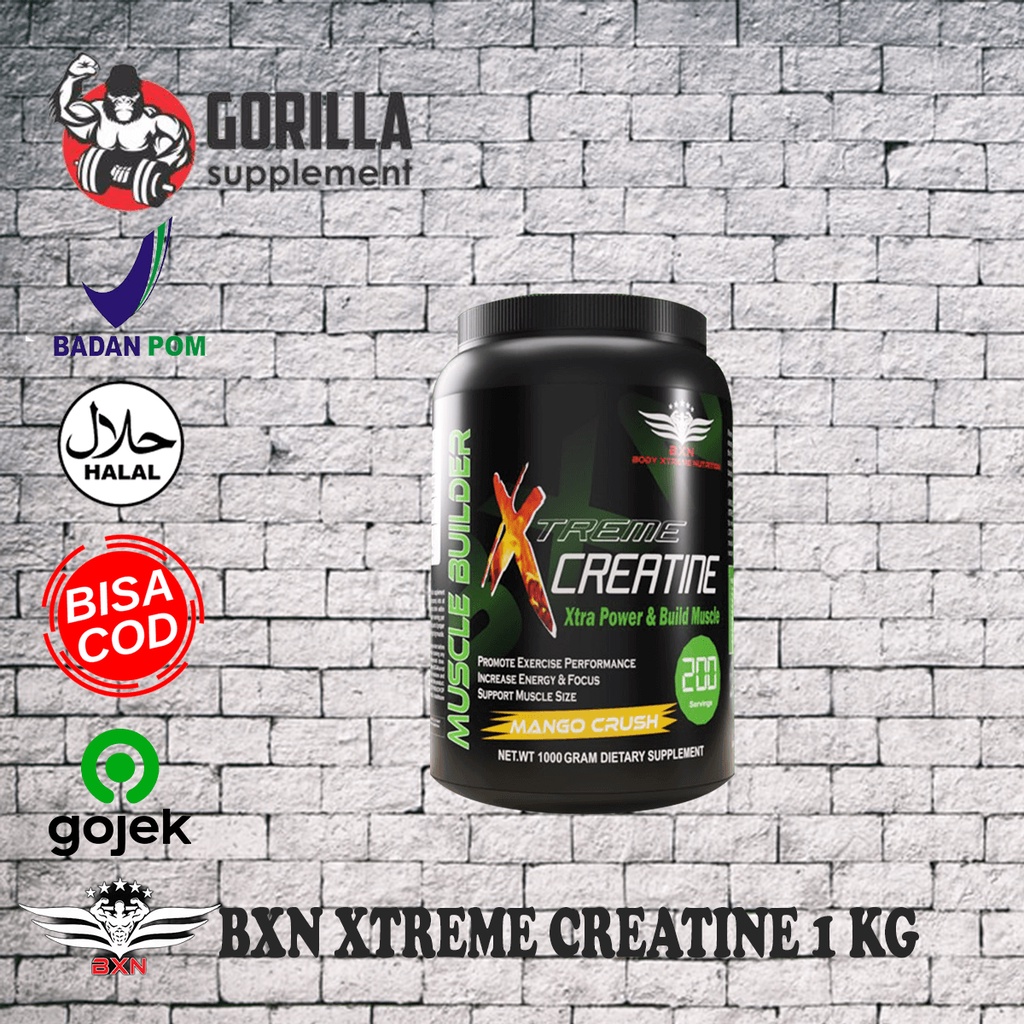 BXN Creatine Monohydrate 1kg 1000 Gram BPOM HALAL MUI Body Extreme Nutrition Suplemen Fitness Supplement Olaraga