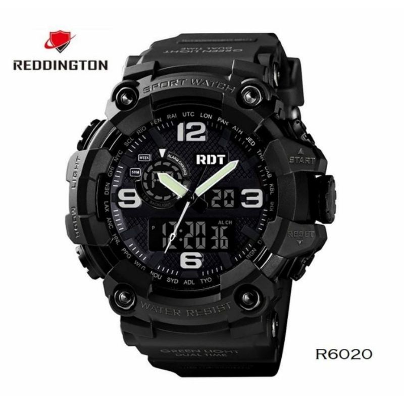 Jam Tangan Rengton 6020 Analog Digital Rubber Dualtime Jam Tangan Original Reddington Pria