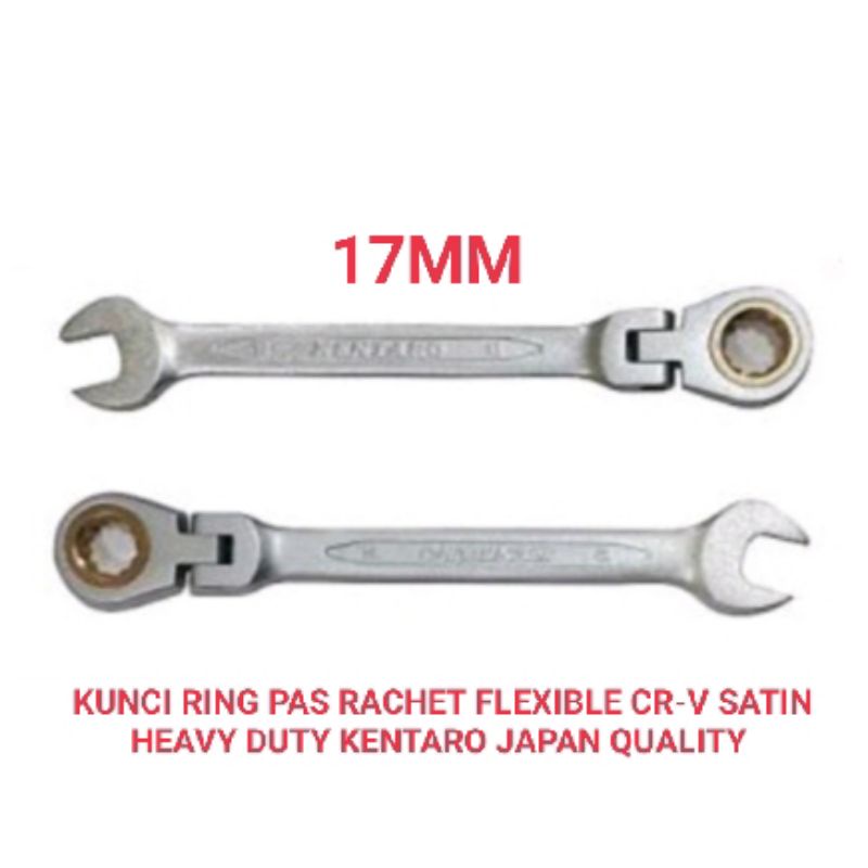 KUNCI RING PAS 17MM RACHET FLEXIBLE CR-V HEAVY DUTY KENTARO JAPAN