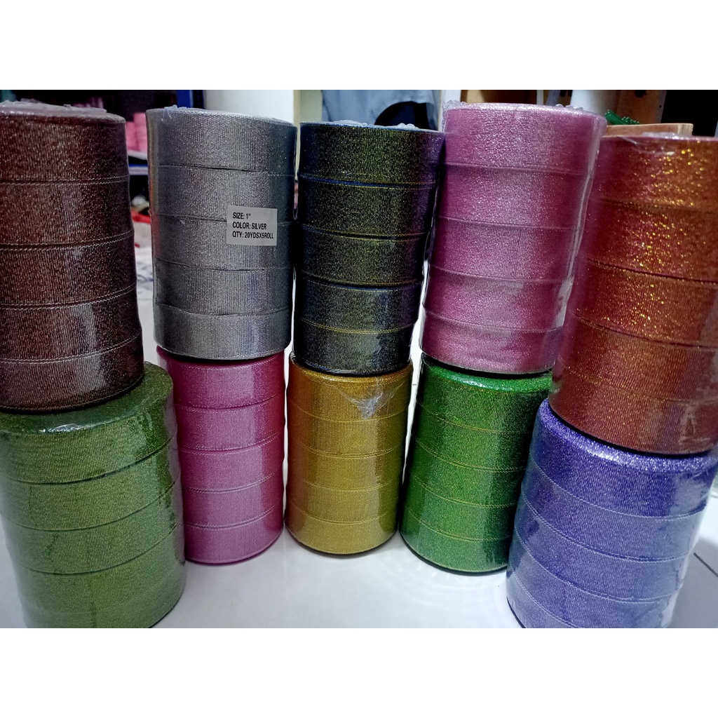 

Pita Glitter 1 inch / 2,5 cm Per Slop Isi 5 Roll pita Gliter pita kado pita hampers