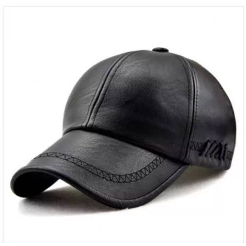 Topi kulit bisbol - topi kulit pria - Topi kulit base ball - Topi kulit keren - topi kulit import - 