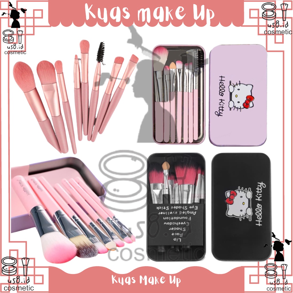 KUAS MINI 1 SET ISI 7 PCS BRUSH MAKE UP SET HELLOKITTY