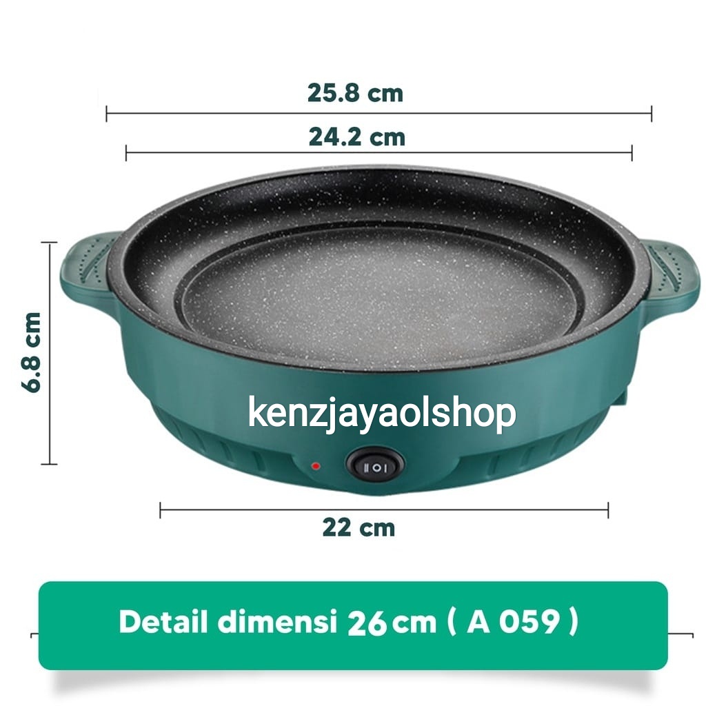 ( KJO ) Grill Pan Electrik 22 cm Grill Pan Serbaguna - Panci Panggang Anti Lengket