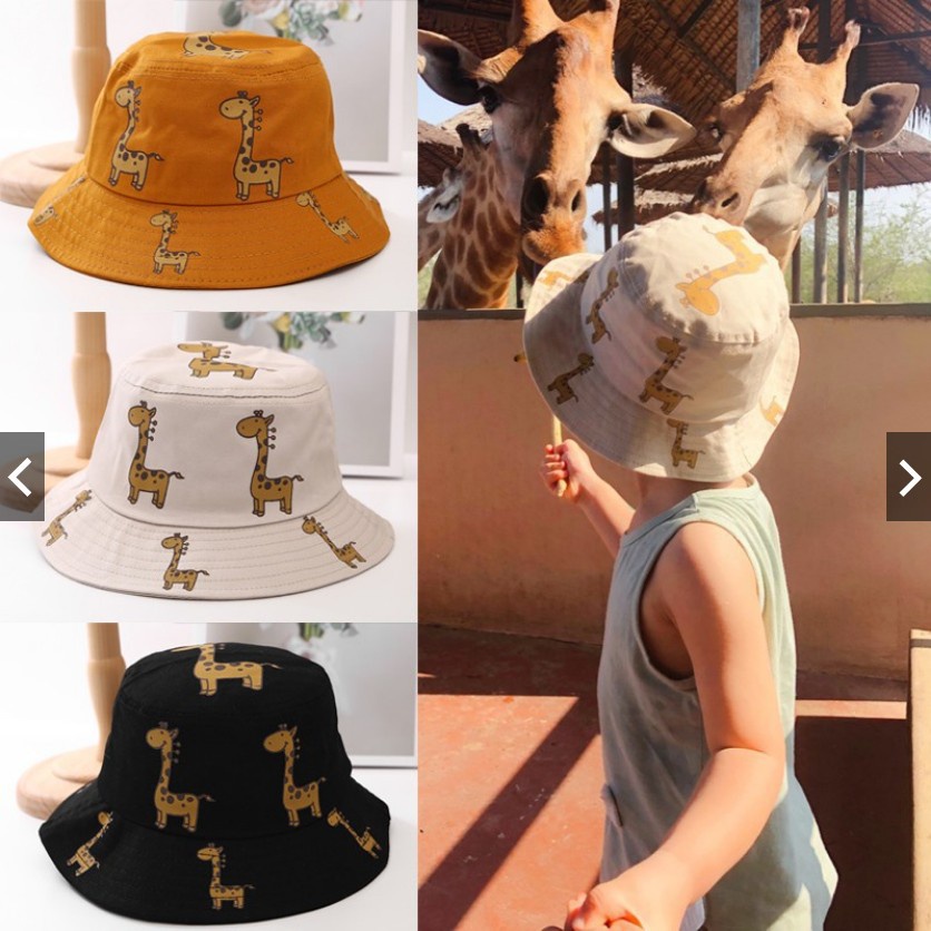 Topi Bucket Anak Jerapah Usia 1 2 3 4 5 Tahun Motif Jerapah Bucket Hat Giraffe Anak Cewek Cowok Keren Topi Anak Bucket Bertali Keren dan Lucu