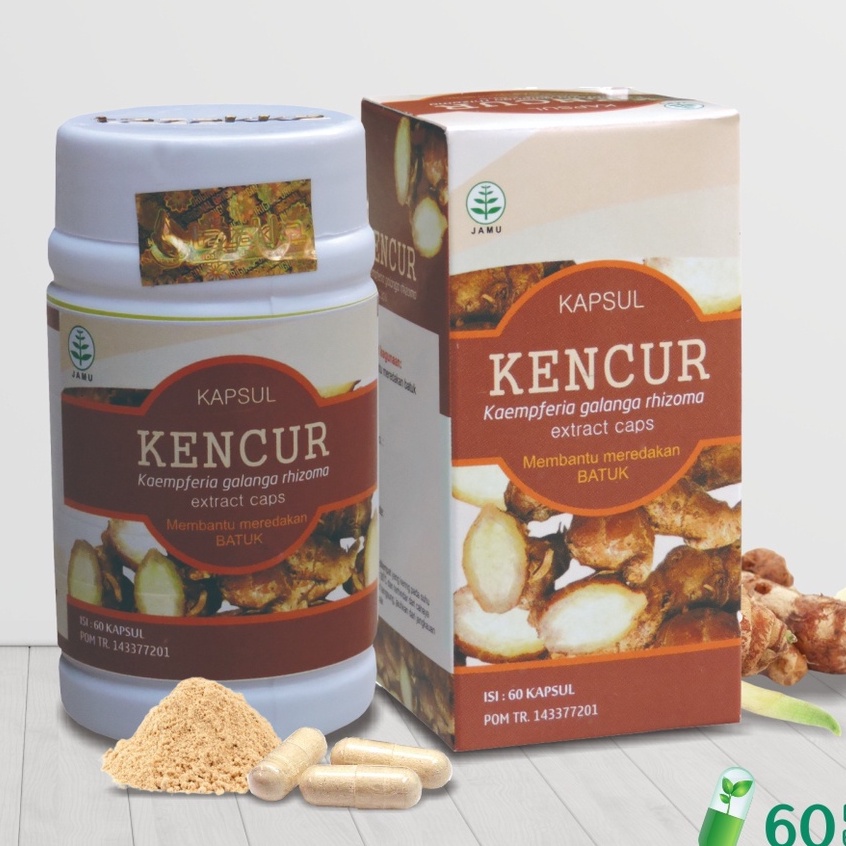 TAZAKKA Ekstrak Kapsul Kencur Bubuk Kering Murni Pil Obat Herbal Batuk Kering Berdahak Anti Radang