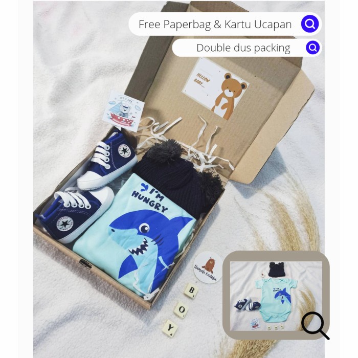 

[COD] Hampers baby boy Kado set bayi laki-laki - Shark 0-3 bln