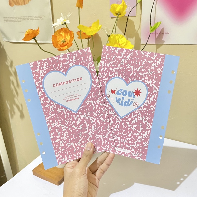 Cover Binder Sweet Pink Composition (LOVE) / Cover Binder Aesthetic untuk Dekorasi Stiker Photocard 
