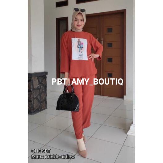 ONE SET SETELAN CELANA OVERSIZE  SABLON SET CRINKLE AIRFLOW  SETCEL VIRAL ONE SET SABLON KARAKTER GA
