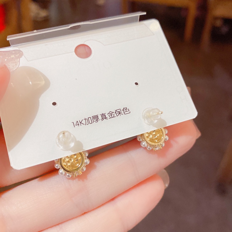 Anting Tusuk Silver Wanita Desain Pita Hias Zircon Mutiara Gaya Jepang Korea