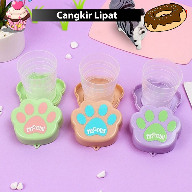 ~ PIYOSHI08 ~ Gelas Lipat Portabel Bentuk Paw Print Cangkir Lucu Multifungsi Telescopic Cup PD142