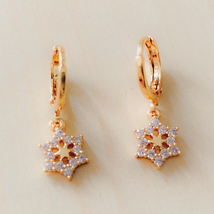Anting Wanita Roda Bintang Zirconia Gold Xuping