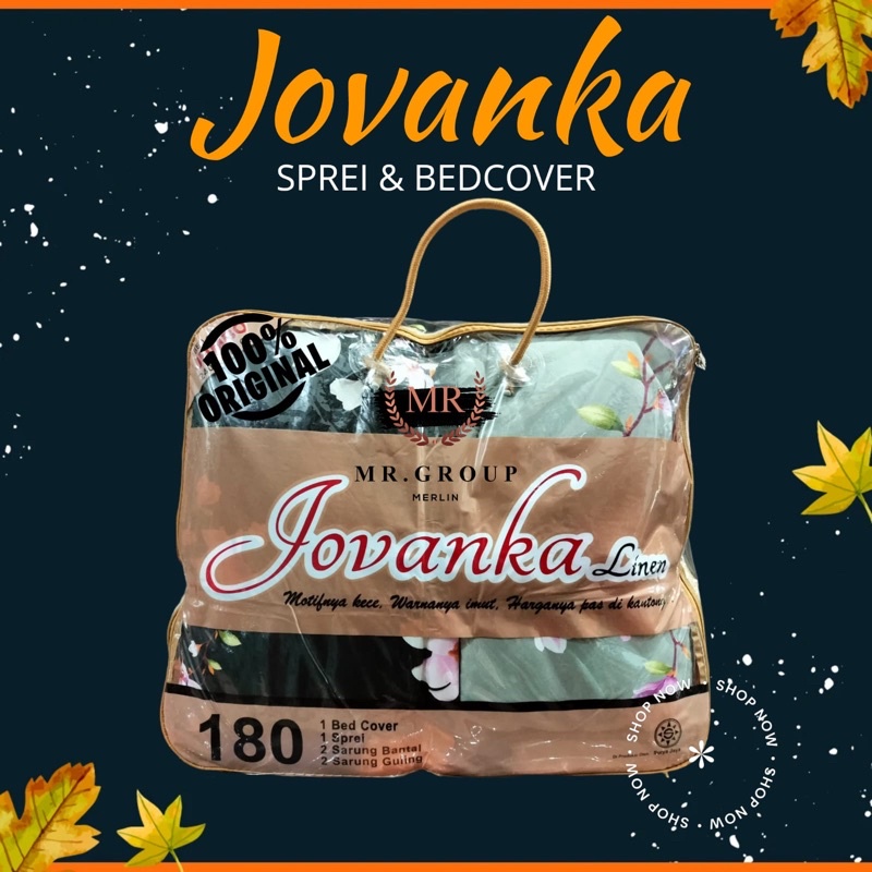 MR.GROUP - JOVANKA LINEN BEDCOVER DAN SPREI UK.180X200 (BONUS BANTAL HATI) NEW PRODUCT BY FATA