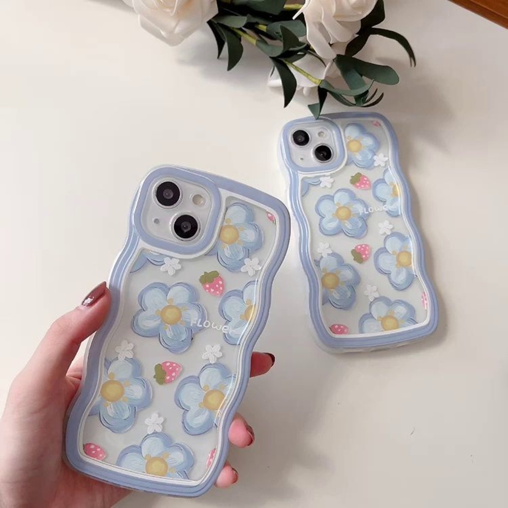 Case Bunga Strawberry Segar Untuk VIVO Y02 Y16 Y35 Y22 Y21s Y15s Y15A Y33s Y20 Y12i Y01 Y21 Y12 Y12s Y1s Y15 V25 Y91C Y17 Y30 Y21T Y20s Y11 Y91 Frame Gelombang Shockproof Soft Cover BY