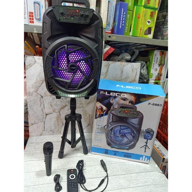 Speaker Bluetooth Karaoke Fleco F-8606K Bonus Mic Karaoke Plus Tripod