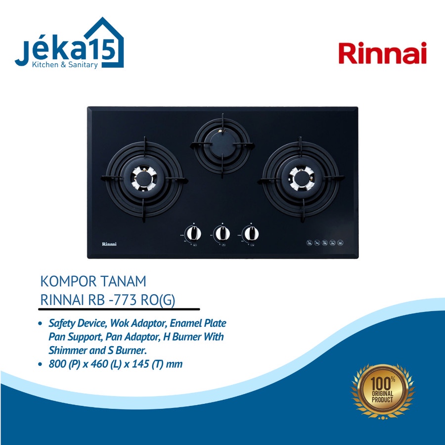 Rinnai RB- 773RO (G) Kompor Gas Tanam 3 Tungku