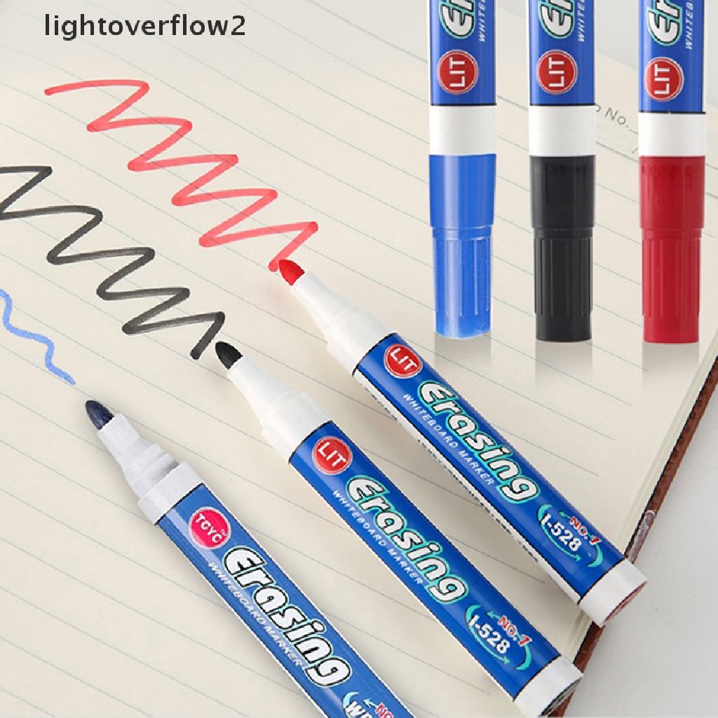 (lightoverflow2) 10pcs / set Spidol Whiteboard Warna Hitam / Biru / Merah