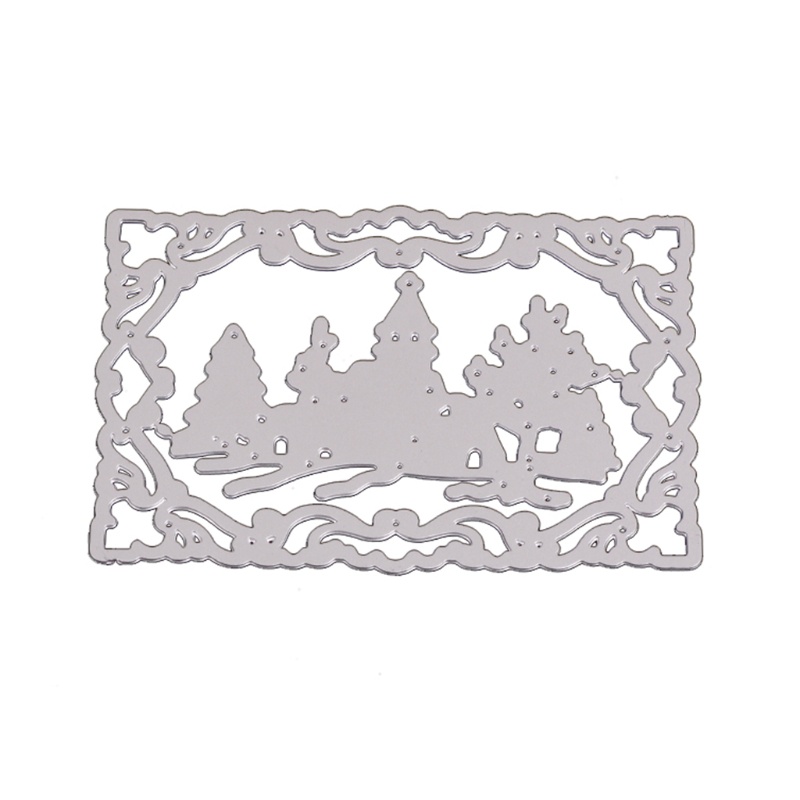 Cetakan Stensil Cutting Dies Motif Rumah Salju Natal Bahan Metal Untuk Scrapbook / Craft DIY