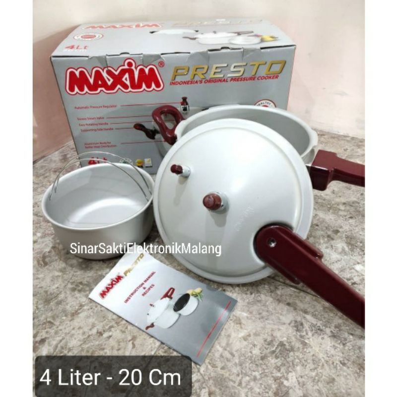 Panci Presto Maxim 4L 4 Liter L lt 20cm Pressure Cooker Pelunak Daging Ikan Ayam Sapi