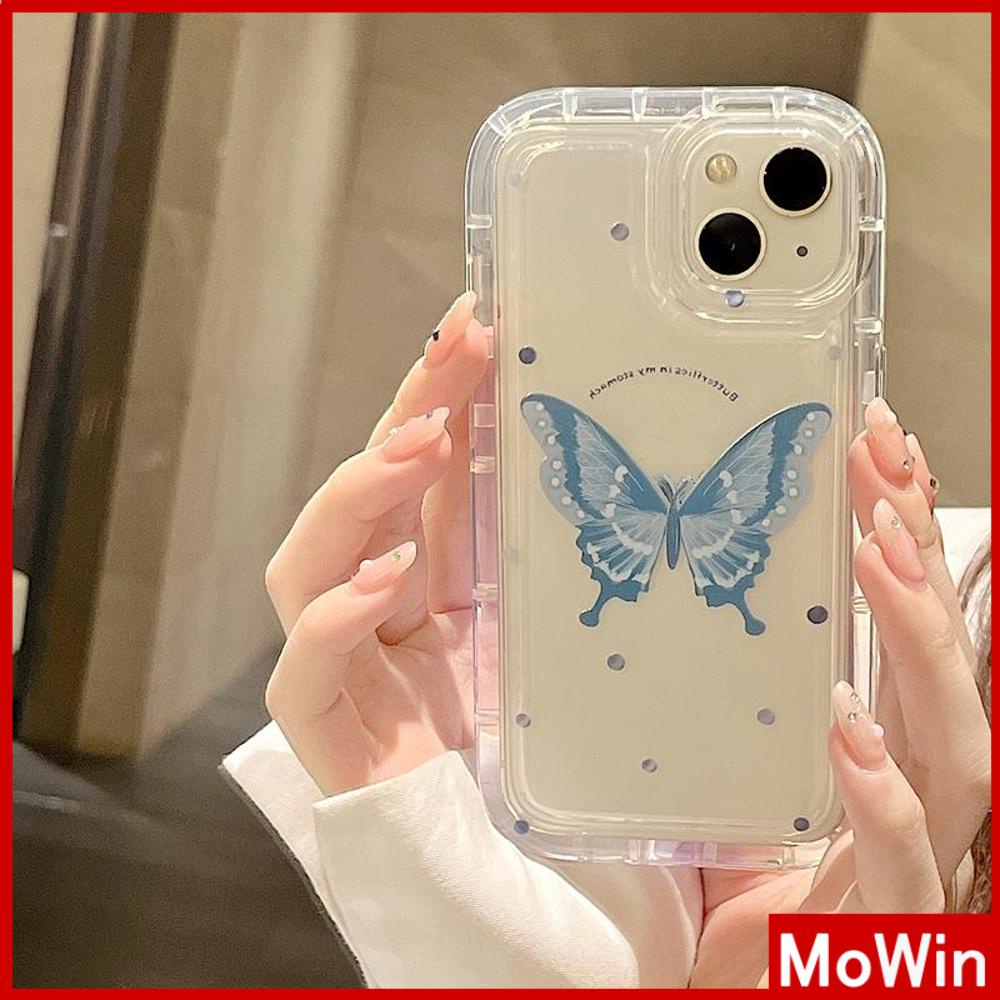 For iPhone 14 Pro Max iPhone Case Soft Case TPU Clear Case Airbag Shockproof Protection Camera Blue Butterfly Compatible For iPhone 13 Pro Max 12 Pro Max 11 Pro Max 7plus XR xs max