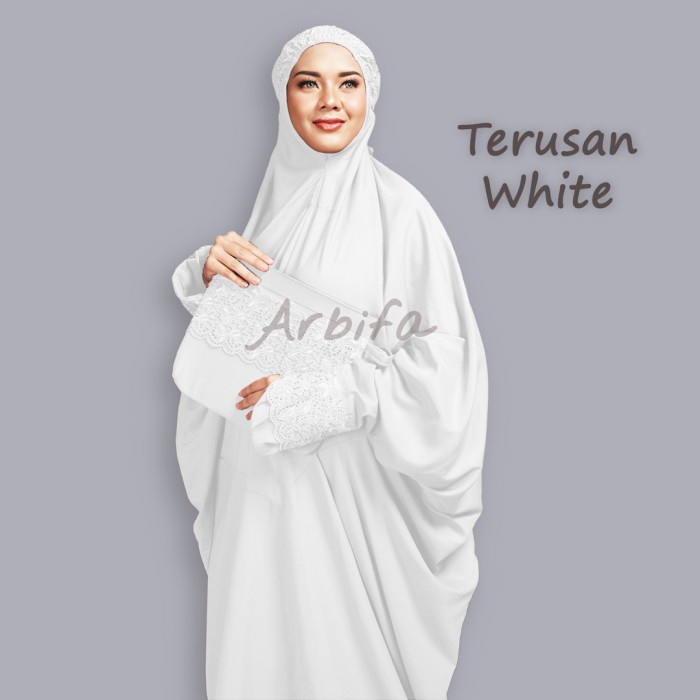 Termurah MUKENA KHODIJAH TERUSAN JUMBO DEWASA MUKENA KHADIJAH SYAHRINI FULL - White