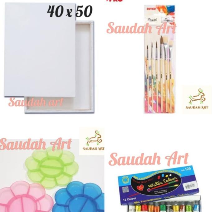 

Paket Kanvas Lukis (kanvas 40x50,kuas,palet,cat air)