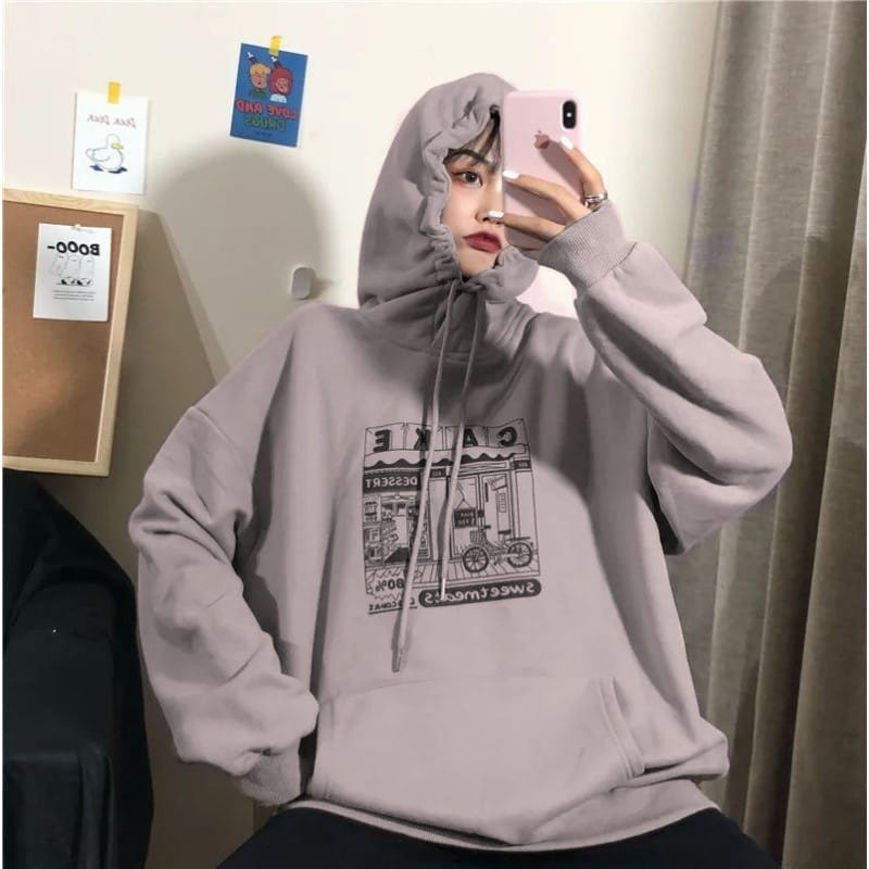 Hoodie Oversize Cake - Korean Style Sweatshirts Hodie - Bahan Fleece - Big Size XXL