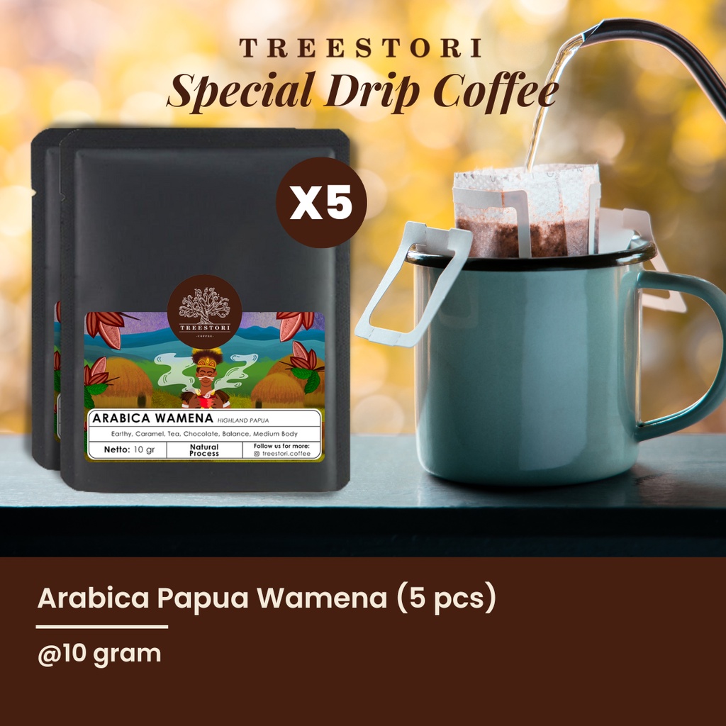

Treestori Drip Bag / Filter Bag Coffee | Kopi Arabika Wamena 5 pcs