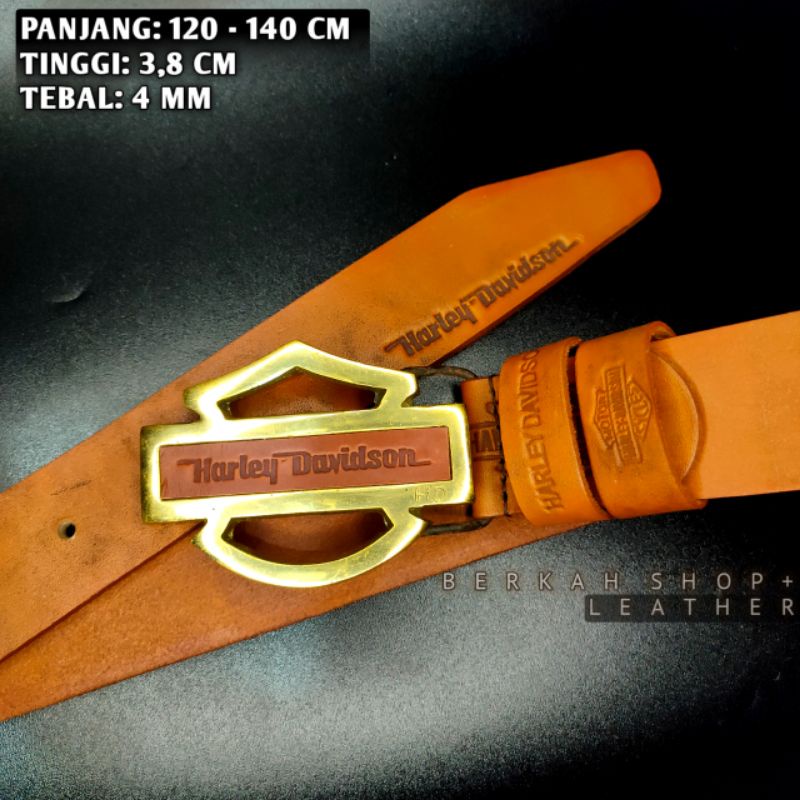 Sabuk Tali Ikat Pinggang Pria Kulit Asli Selapis Garut Original 100% Branded Gesper Motif Harley Dav