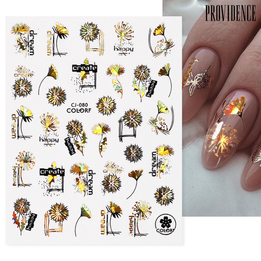 Providence 1 Lembar Stiker Kuku 3D Motif Kupu-Kupu / Daun Untuk Nail Art