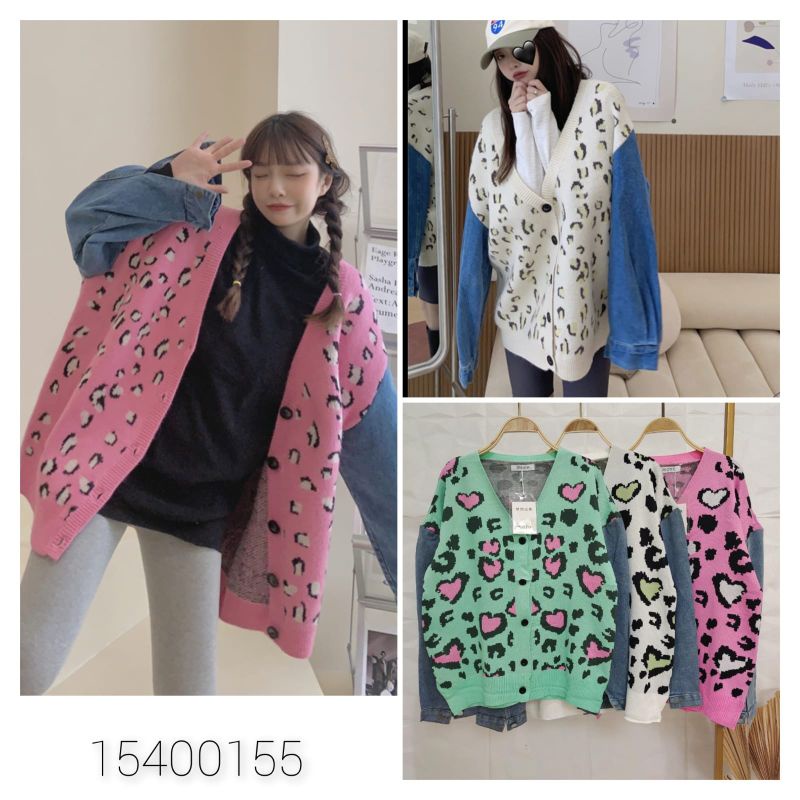 Nazara 503 Cardigan Rajut Kombinasi Jeans Import Premium