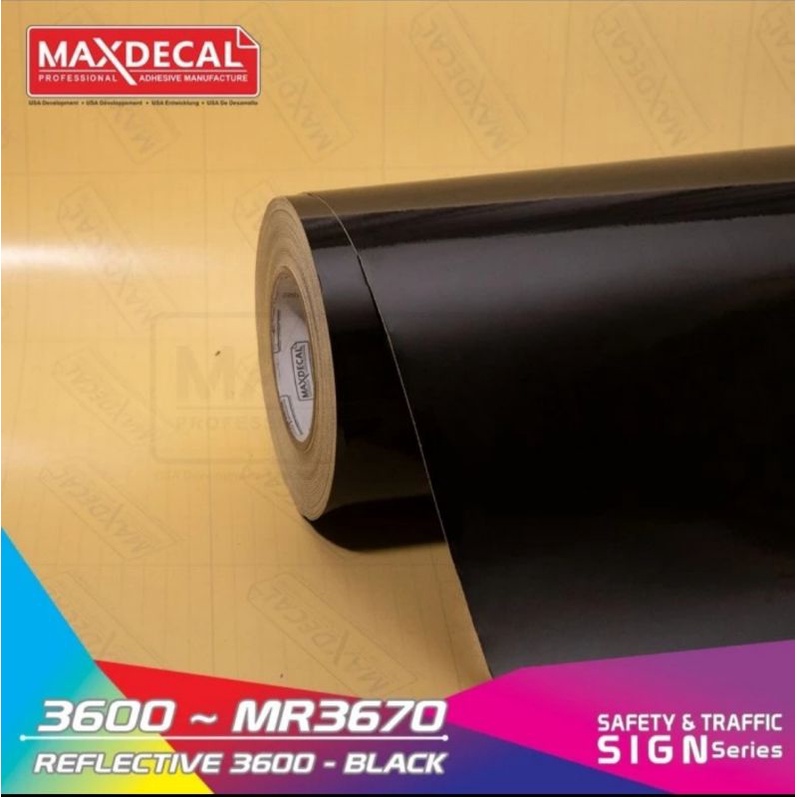 Sticker MAXDECAL REFLECTIVE BLACK / Hitam 3600 MR3670 Meteran