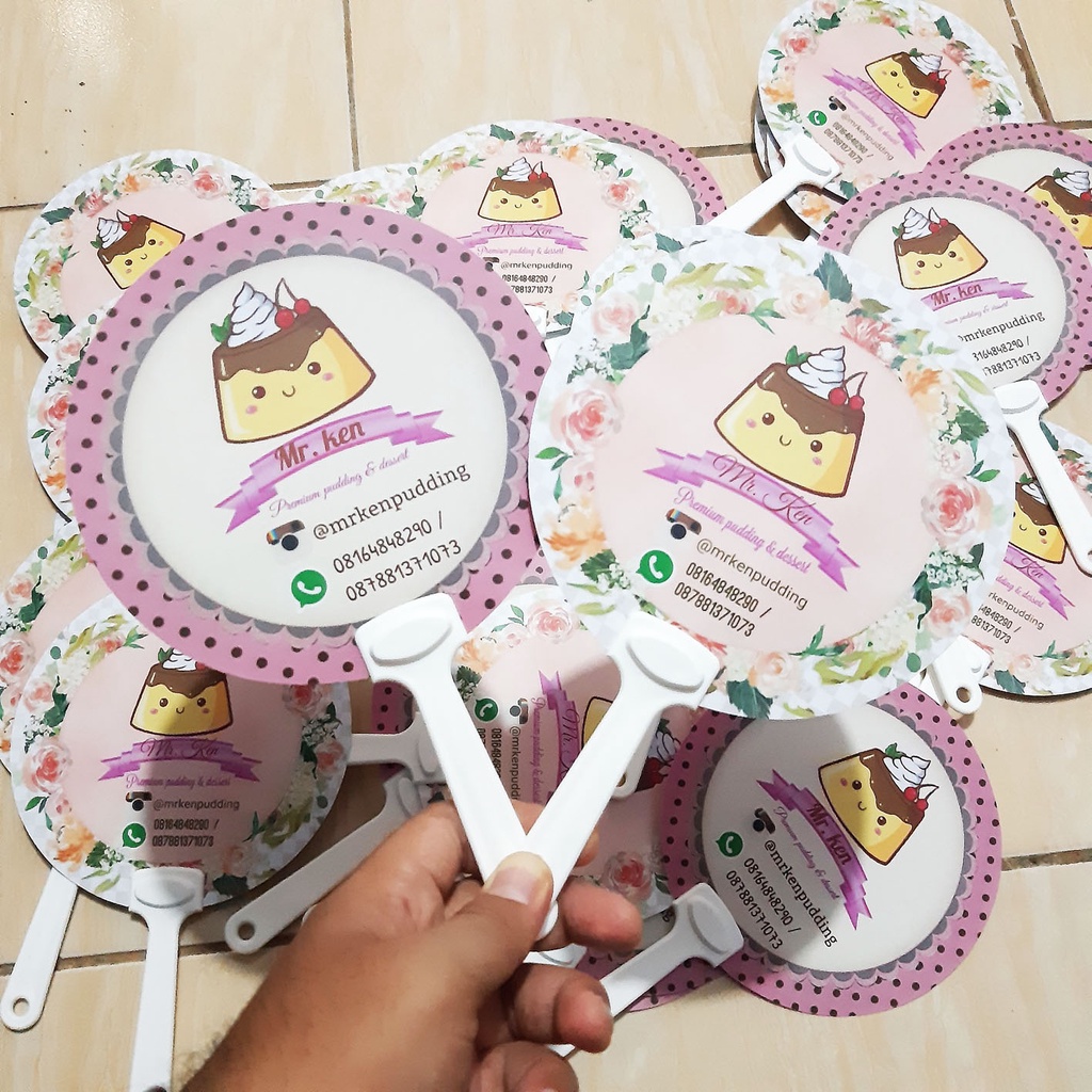 KIPAS TANGAN / HANDFAN CUSTOM LAMINASI - 1 SISI , UNTUK SOUVENIR, MEDIA PROMOSI DLL