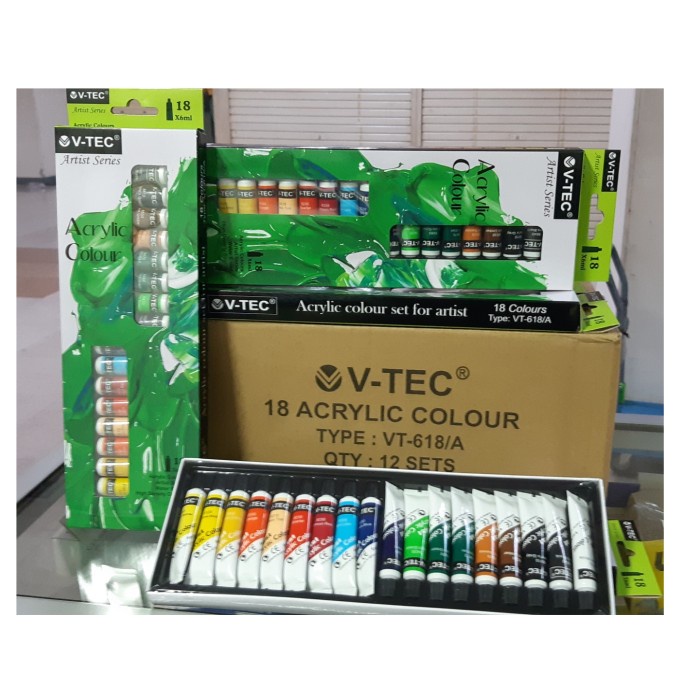 

Sale Cat Acrylic/Akrilik Colour Warna Set 18 X 16Ml V-Tec Vt-618A Trendi
