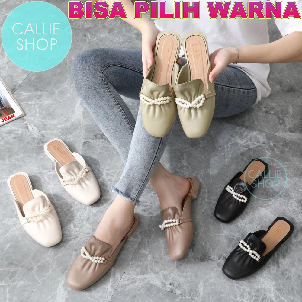 Sepatu Mules Wanita Bustong Mutiara Jelly FLD 2281-1 BUSMTMTR