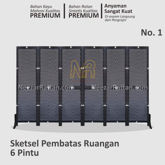 Sketsel Partisi Pembatas Penyekat Ruangan 6 Pintu Tanpa Roda