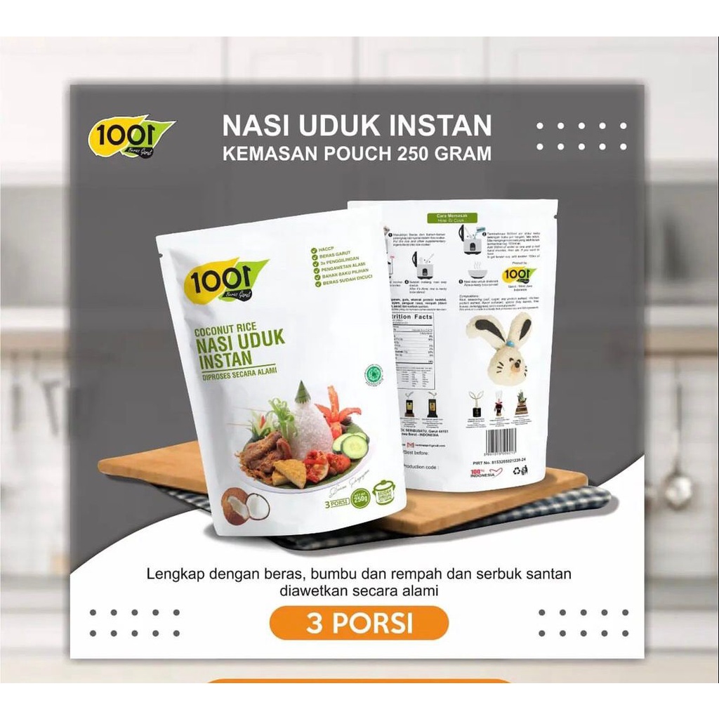 Nasi Uduk Instan 1001 Diproses Alami Praktis &amp; Higienis 250gr