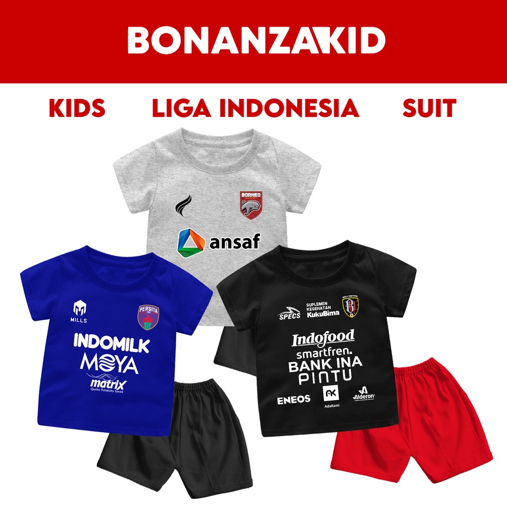 Baju Bola Anak Laki Laki Setelan Bola Anak Laki Laki Liga Indonesia Katun Combed 30s Katun Combed 30s