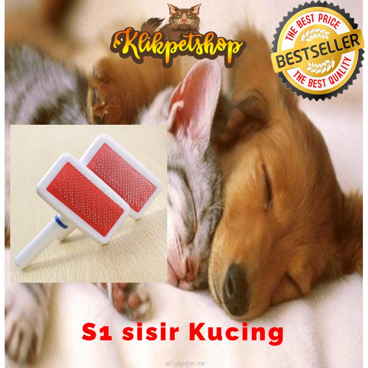 S1 SISIR KUCING ANJING MUSANG KELINCI PET GROOMING SISIR GROOMING (MERAH PUTIH)