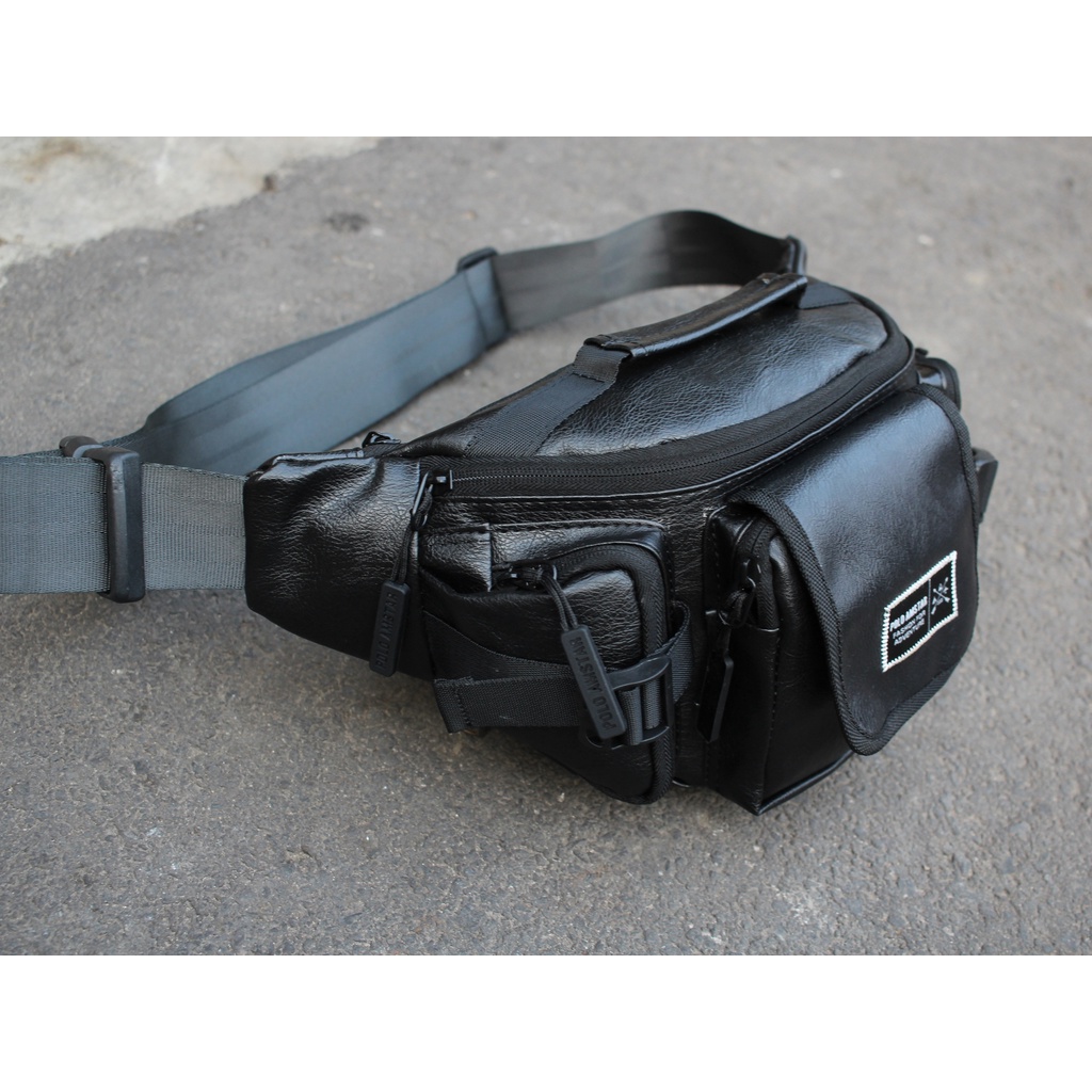 Waistbag Original Polo Amstar Bahan Kulit PU Leather Import Quality Tas Pinggang Tactical Tas Outdoor Tas Selempang Bahu