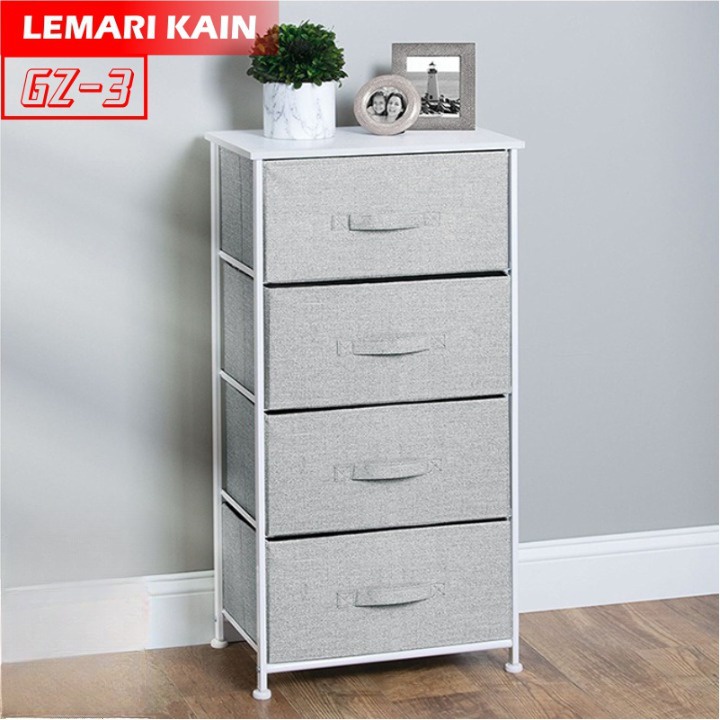 TERLARIS!!  Lemari Sisi Ranjang Portable Rak penyimpanan lemari bersusun Serbaguna Lemari kain linen 4 laci minimalis