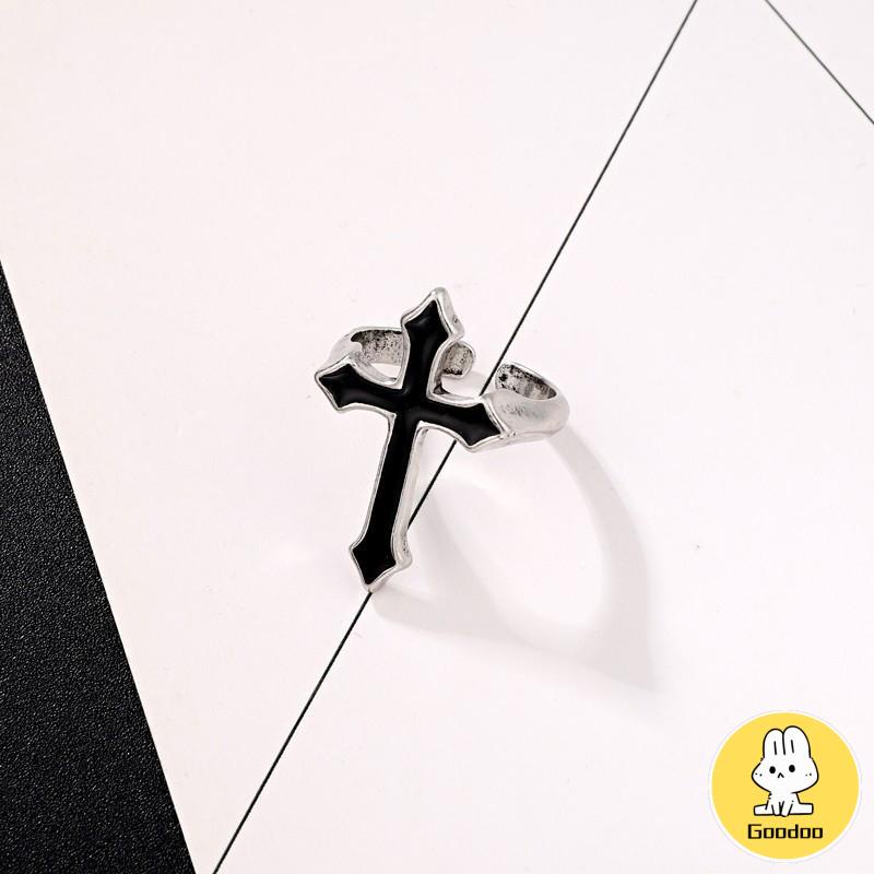 Cincin Jari Telunjuk Model Silang Gaya Retro Punk Untuk Unisex -Doo