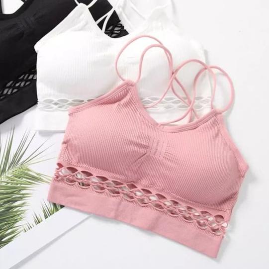 Sport Bra Yoga Bra Jaring - Hitam