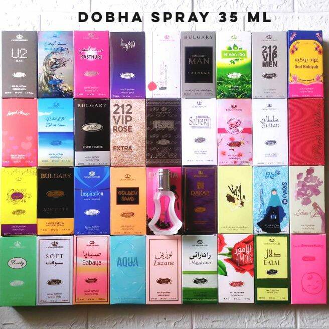 Parfum DOBHA Spray 35 ml Varian  aroma Eau De Parfume Misk Thaharah , Soft , Sofly , Nur Paris Dll,,