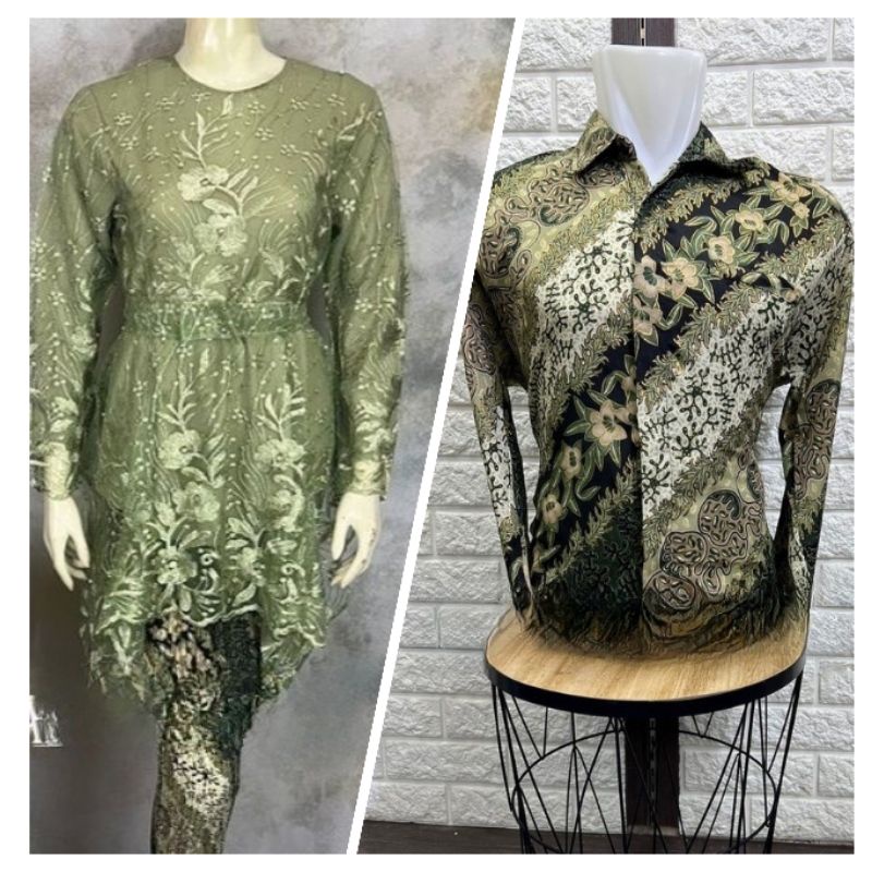 Couple kebaya keluarga//kebaya couple sage gren