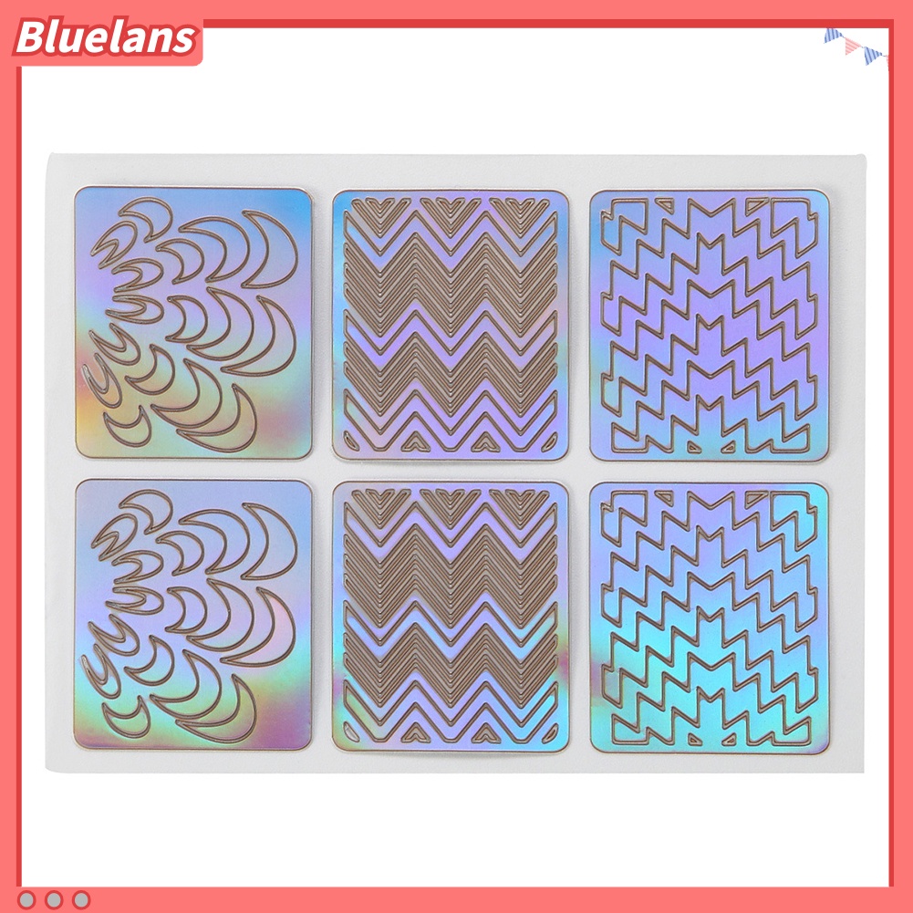 Bluelans 6 / 12 / 24 Lembar Stiker Stensil Cetakan Kuku Bahan Vinyl Untuk Nail Art DIY
